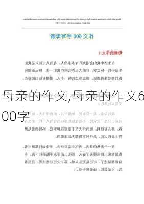 母亲的作文,母亲的作文600字