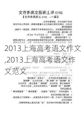 2013上海高考语文作文,2013上海高考语文作文范文