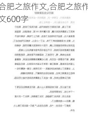 合肥之旅作文,合肥之旅作文600字-第2张图片-星梦范文网