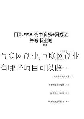 互联网创业,互联网创业有哪些项目可以做