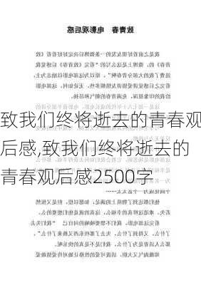 致我们终将逝去的青春观后感,致我们终将逝去的青春观后感2500字-第2张图片-星梦范文网