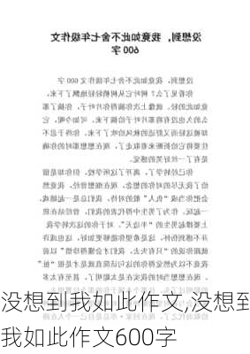 没想到我如此作文,没想到我如此作文600字