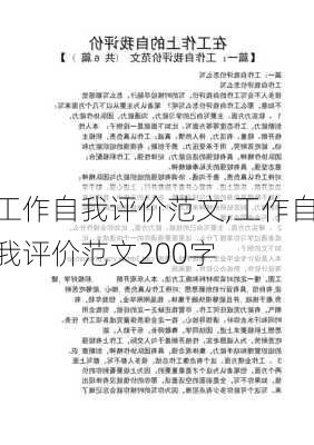 工作自我评价范文,工作自我评价范文200字