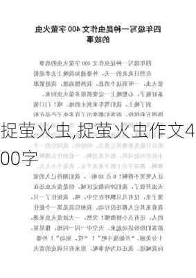 捉萤火虫,捉萤火虫作文400字-第3张图片-星梦范文网