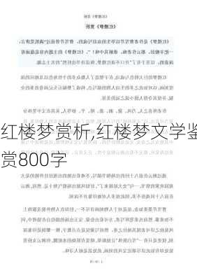 红楼梦赏析,红楼梦文学鉴赏800字