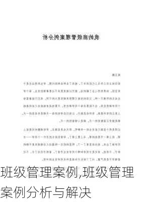 班级管理案例,班级管理案例分析与解决-第2张图片-星梦范文网