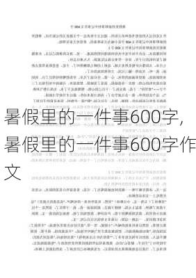 暑假里的一件事600字,暑假里的一件事600字作文