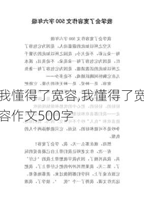 我懂得了宽容,我懂得了宽容作文500字