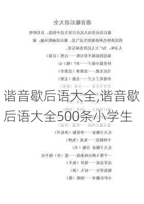 谐音歇后语大全,谐音歇后语大全500条小学生