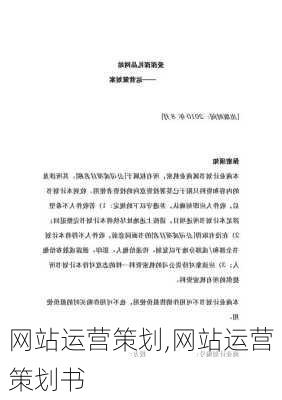 网站运营策划,网站运营策划书