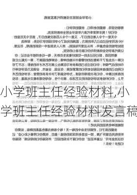 小学班主任经验材料,小学班主任经验材料发言稿-第1张图片-星梦范文网