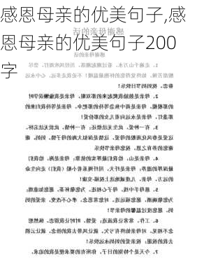 感恩母亲的优美句子,感恩母亲的优美句子200字