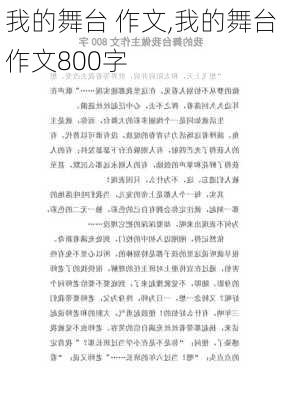 我的舞台 作文,我的舞台作文800字