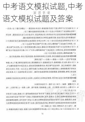 中考语文模拟试题,中考语文模拟试题及答案