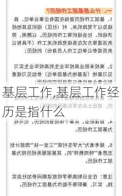 基层工作,基层工作经历是指什么-第2张图片-星梦范文网