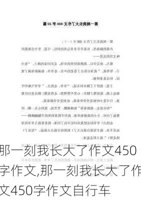 那一刻我长大了作文450字作文,那一刻我长大了作文450字作文自行车