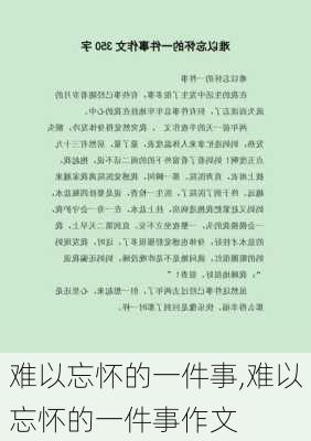 难以忘怀的一件事,难以忘怀的一件事作文