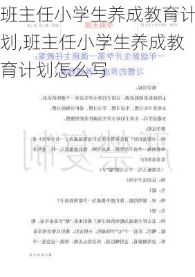 班主任小学生养成教育计划,班主任小学生养成教育计划怎么写-第3张图片-星梦范文网