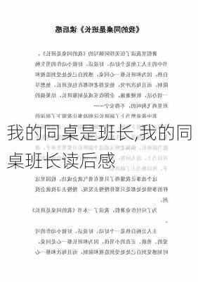 我的同桌是班长,我的同桌班长读后感