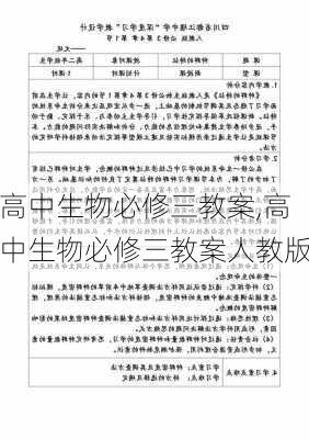 高中生物必修三教案,高中生物必修三教案人教版