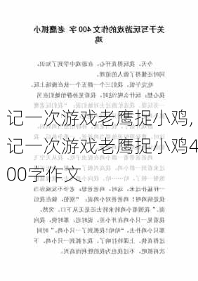 记一次游戏老鹰捉小鸡,记一次游戏老鹰捉小鸡400字作文-第3张图片-星梦范文网