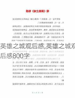 英雄之城观后感,英雄之城观后感800字