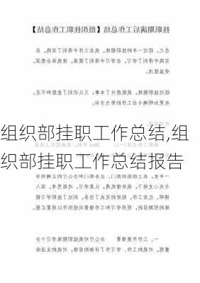 组织部挂职工作总结,组织部挂职工作总结报告